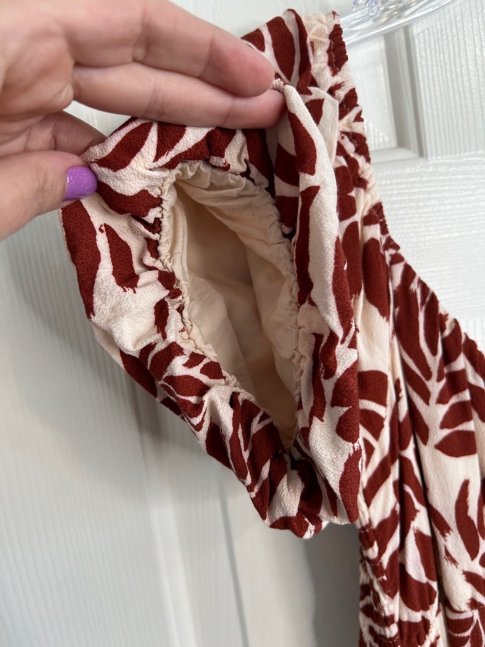 Lost + Wander Hydra Springs Leaf Print Midi Dress Natural/Rust medium - Picture 4 of 12